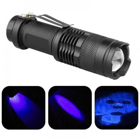 Ультрафиолетовый  фонарик LED CREE Q5 395-400 нм с изменяемым фокусом