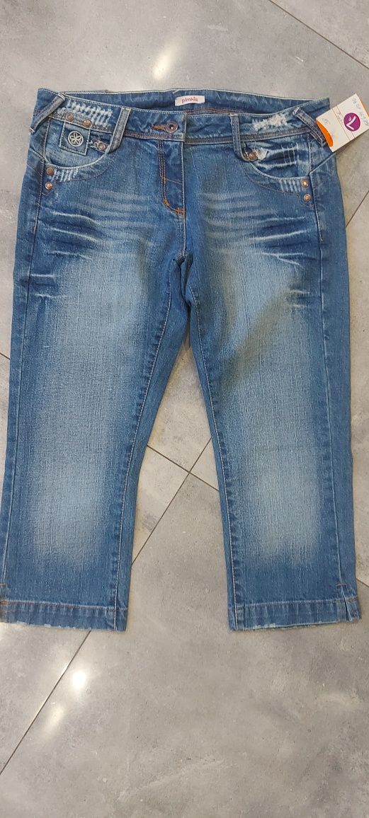 Spodnie jeans damskie 3/4 nowe r.38
