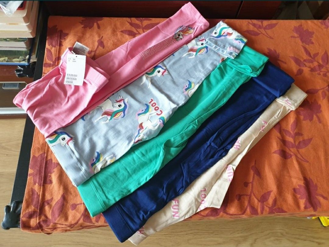 NOWE legginsy spodnie H&M 5-pak r. 128/134 bawełna jednorożec zestaw