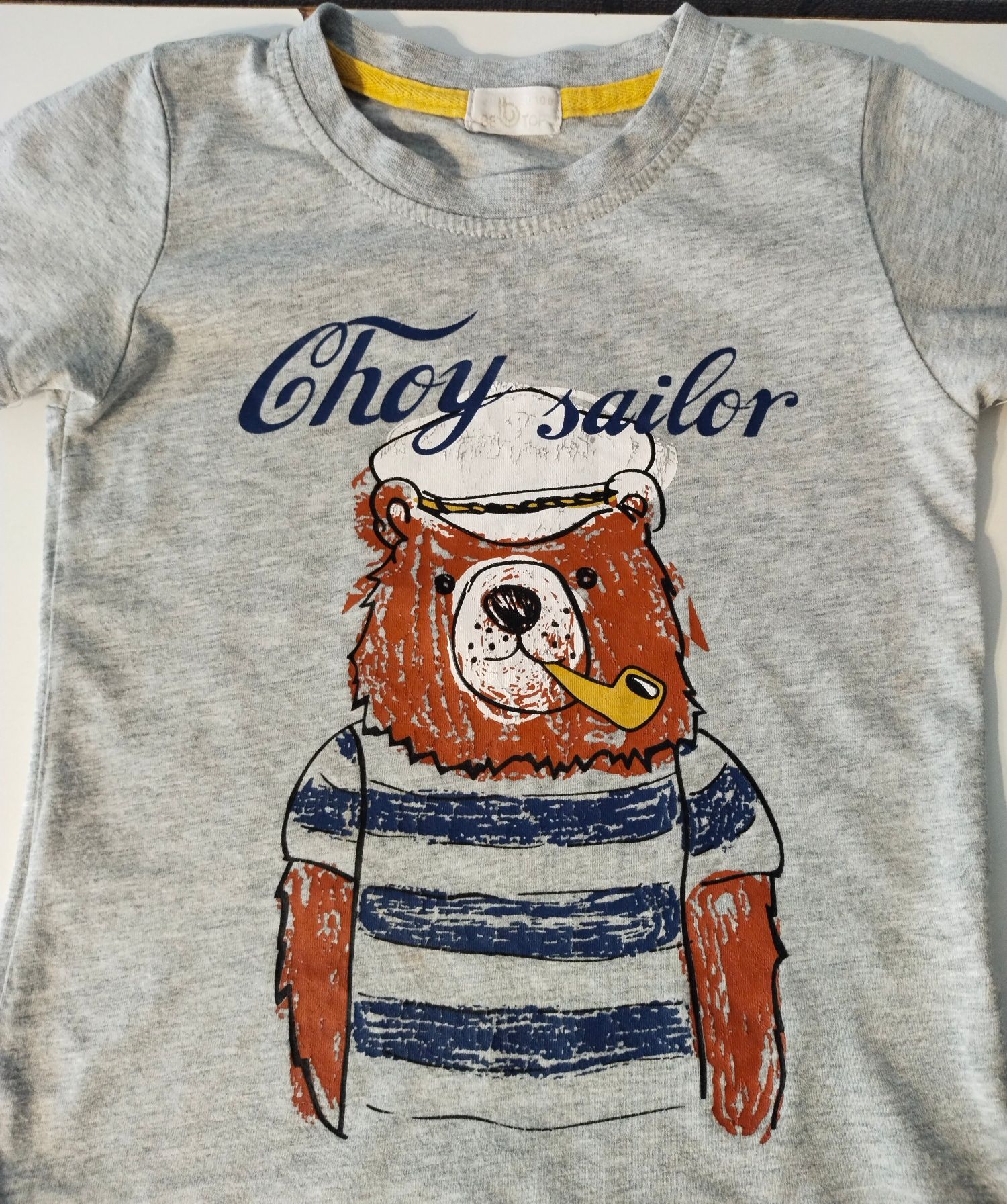 Літня футболка на хлопчика ведмідь моряк, на 2 - 3 роки