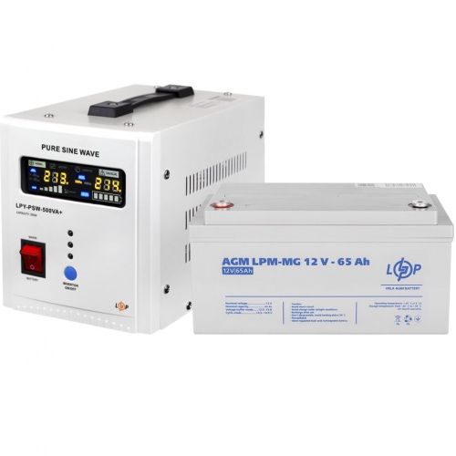 Комплект резервного живлення LogicPower (UPS 500VA + АКБ MG 900W, 65Ah