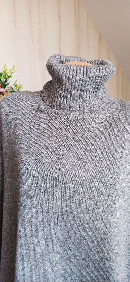Sg Ponczo z golfem sweter oversize XXL