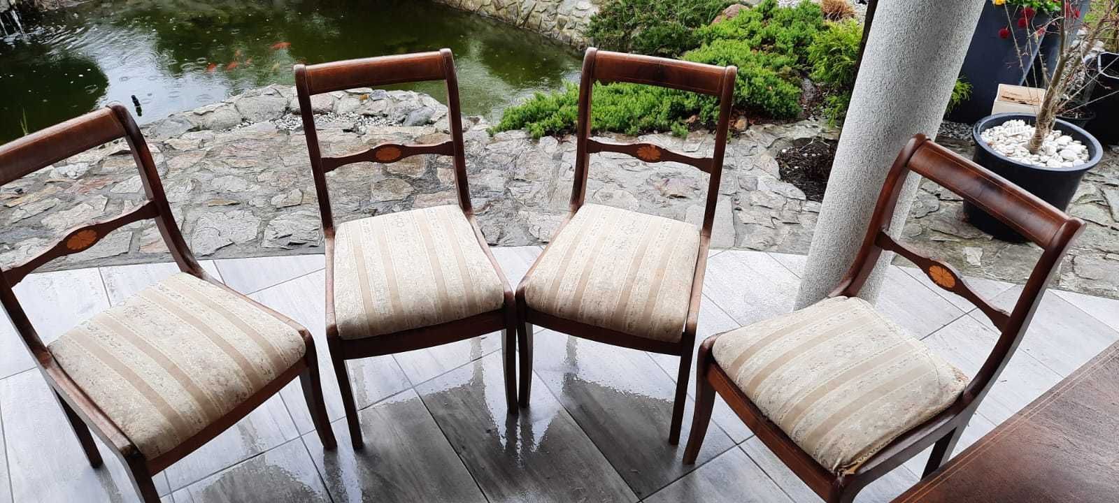 Biedermeier klepiak 160x70 + 4 krzesła
