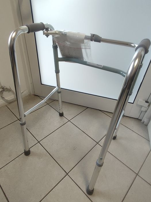 Balkonik kroczący składany aluminiowy lekki nowy srebrny