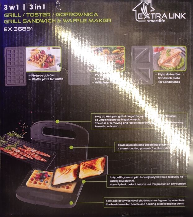 Grill toster gofrownica 3 w 1  SJ-37A