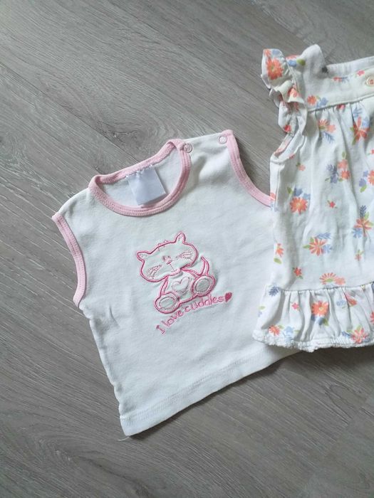 komplet 2pak bluzki koszulki bawełniane dziewczęce Nutmeg 62/68