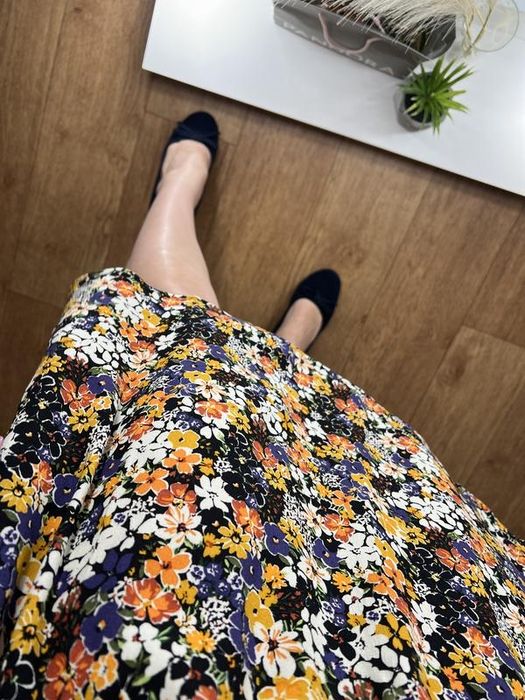 14 розмір 100% віскоза сукня плаття платье з рукавом квітковий принт