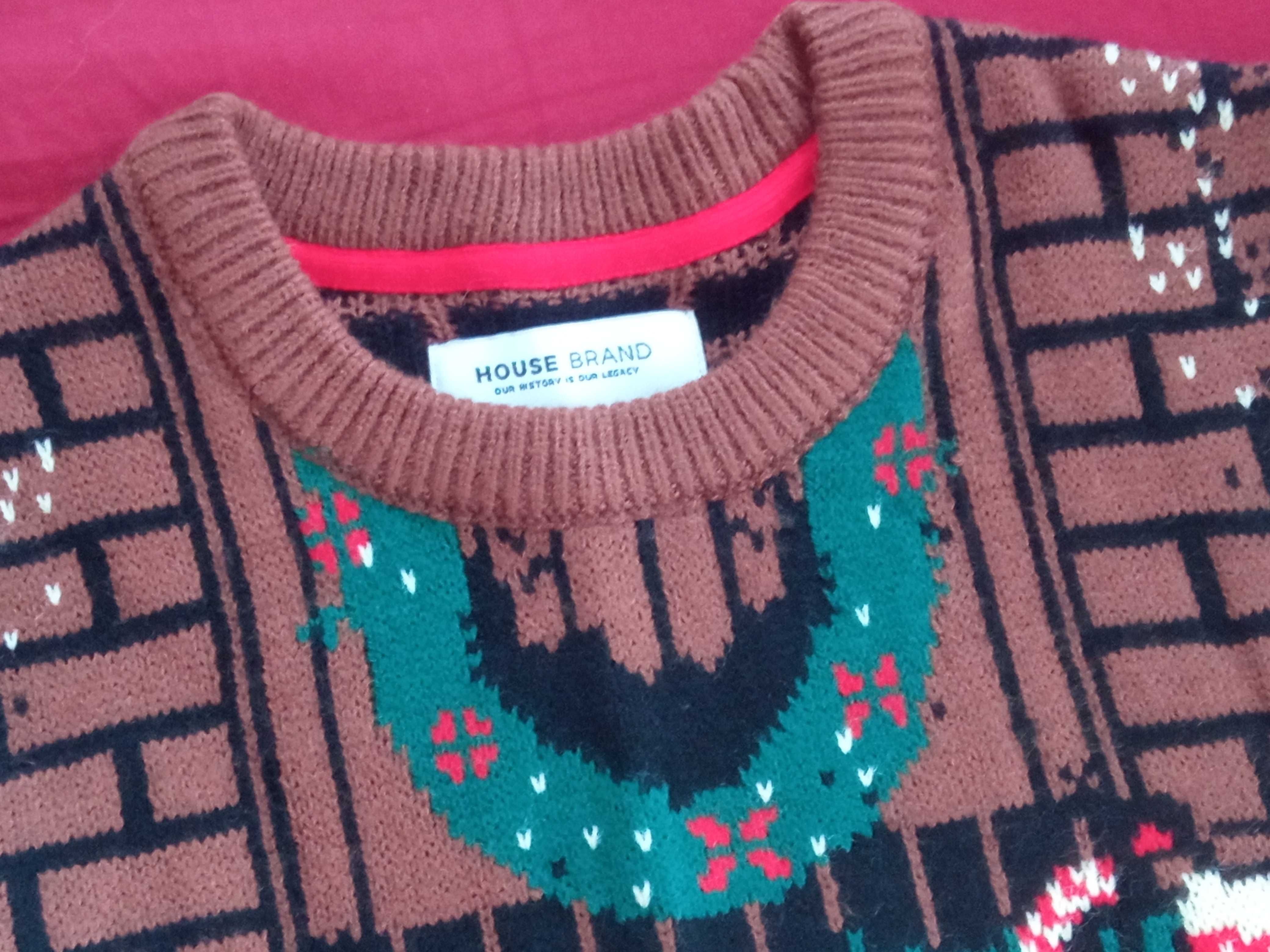 Swetr męski HOUSE  M motyw świąteczny NOWY kominek sweter