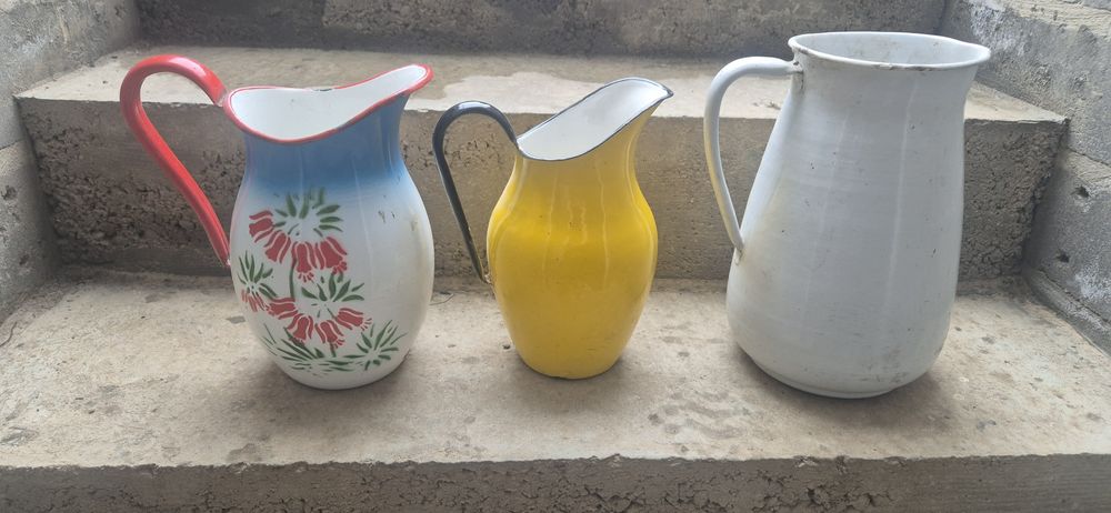 Piękny Dzban nalewak x3 emaliowany emalia prl