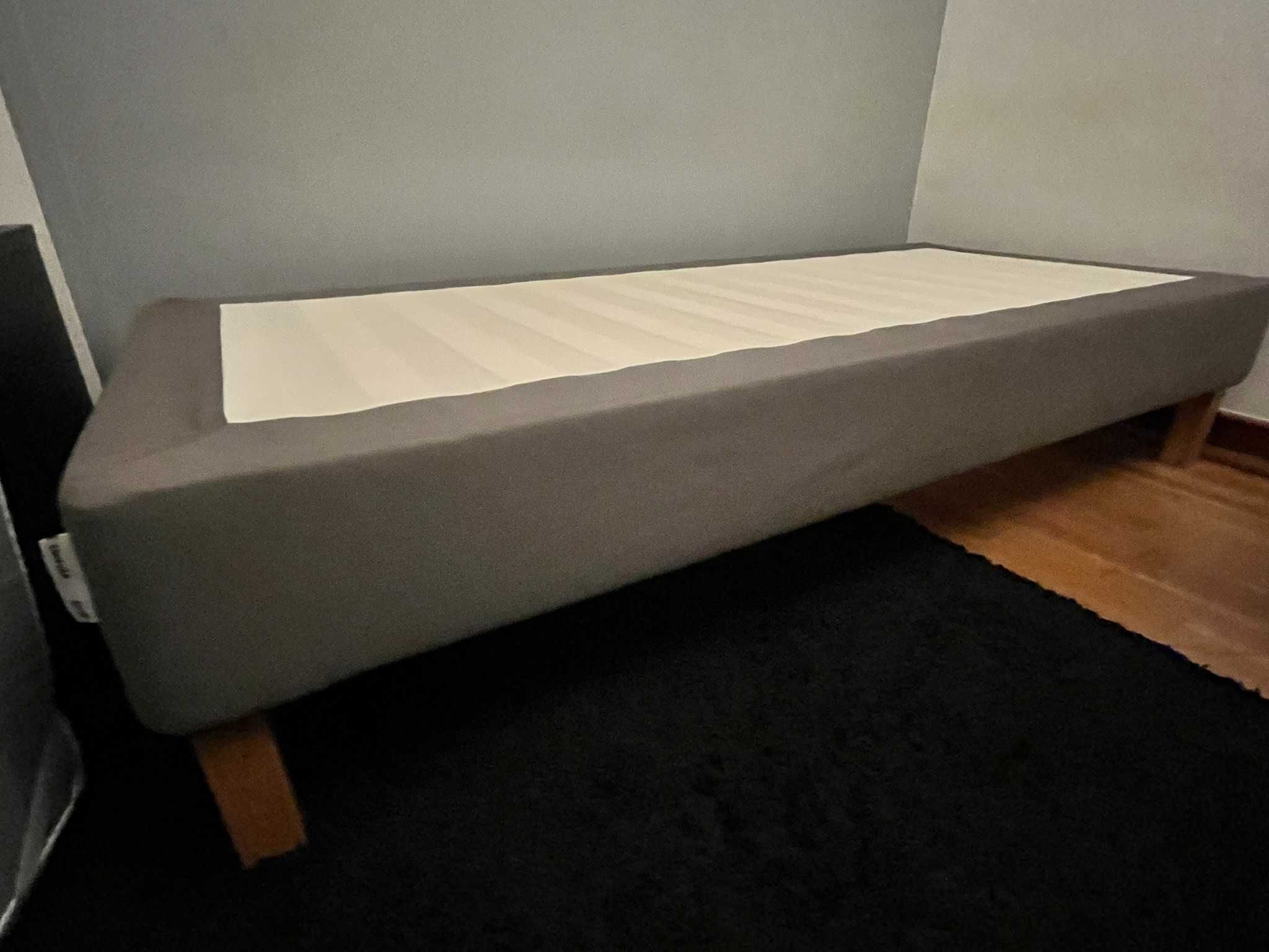 Cama IKEA ESPEVÄR c/pés madeira, cinz esc, 90x200 cm