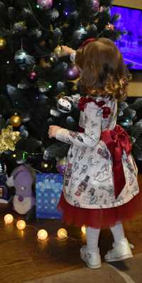 Нарядное платье на 2-3-4-5 лет принт щелкунчик новогоднее для фотосесс