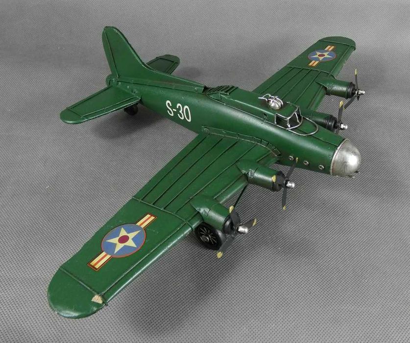 Zabytkowy Metalowy wojskowy SAMOLOT retro model 27,5 cm