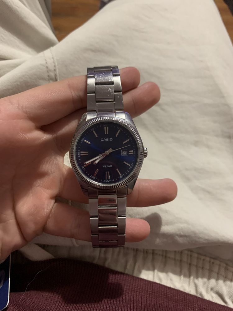 Relogio casio prateado e azul