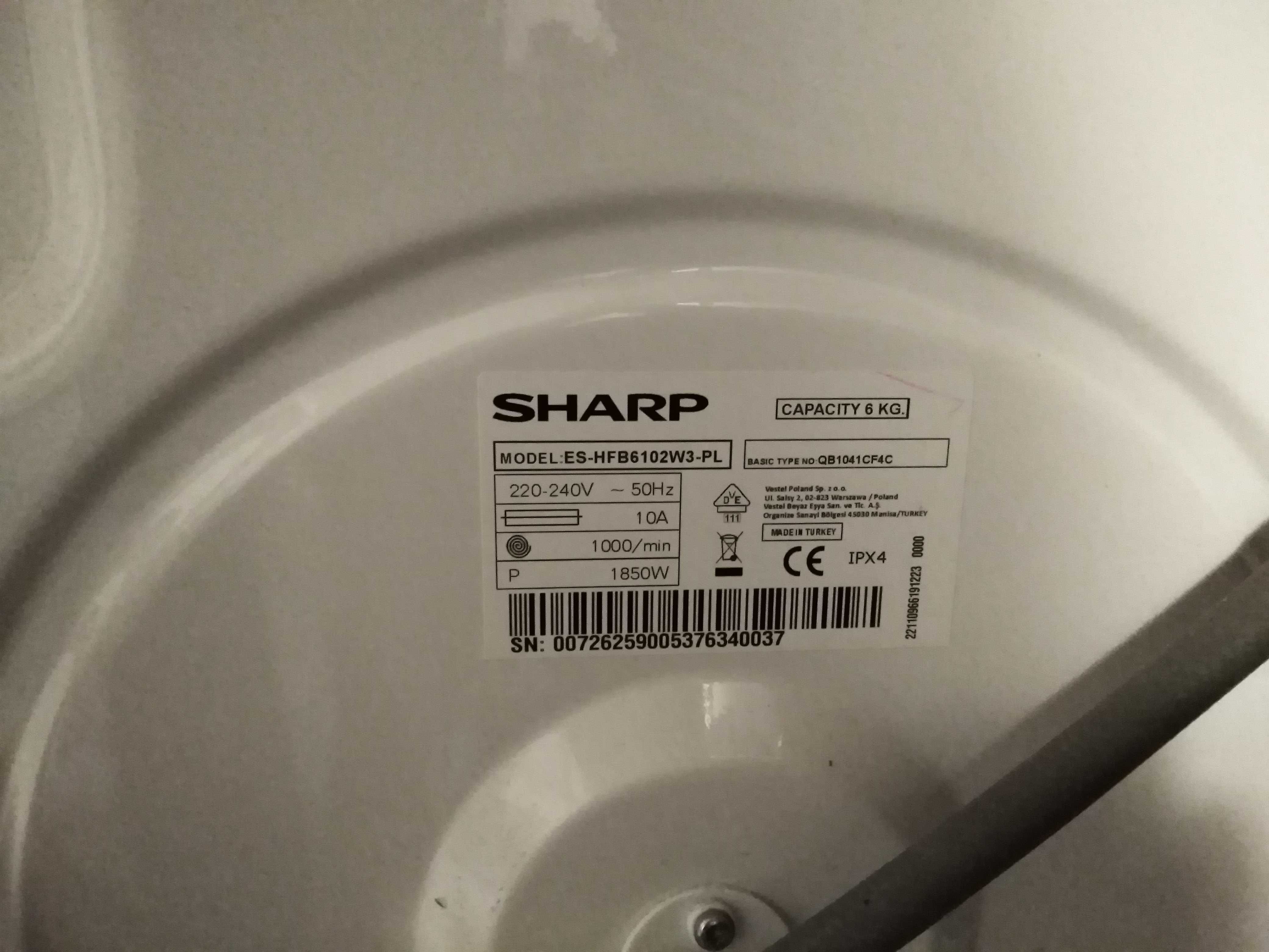 Pralka Sharp ES-HFB6102 jak nowa.