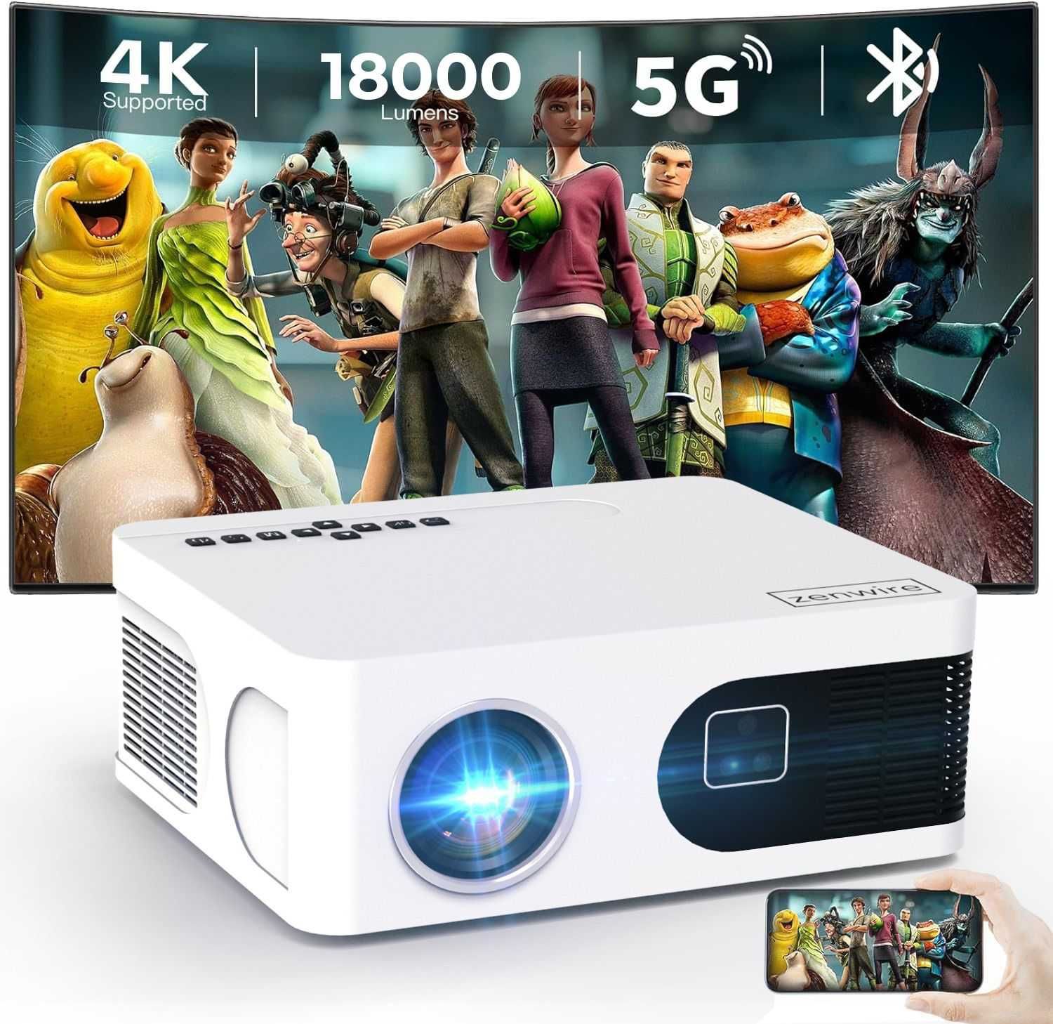Projektor mini Rzutnik WiFi Android TV FULL HD Autofocus Zenwire E601H