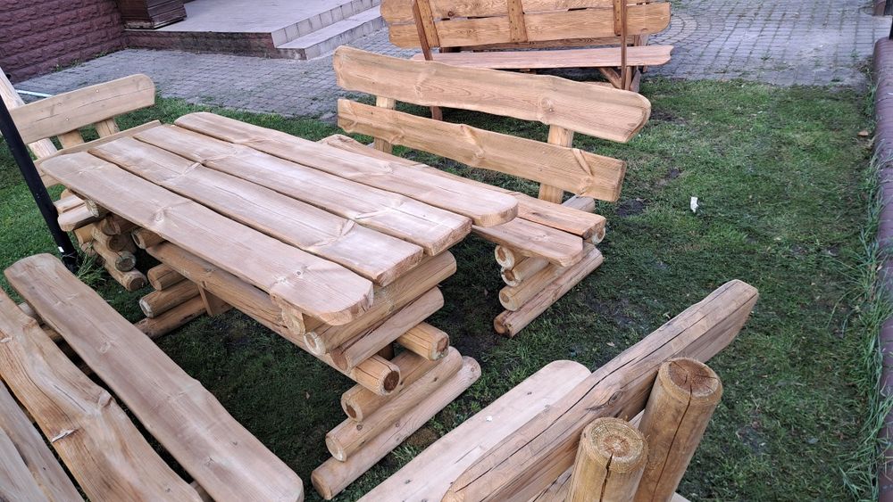 Meble ogrodowe z bali