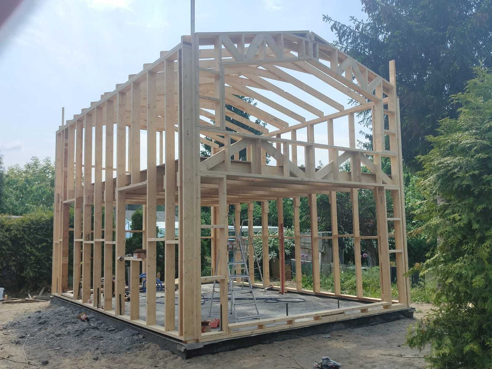 Dom drewniany, Szkielet Konstrukcja drewniana 35 m2 domu drewnianego