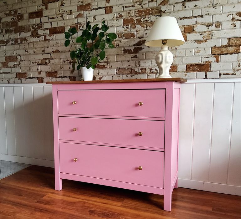 Komoda ikea hemnes rozowa drewniana leksvik szafka boho