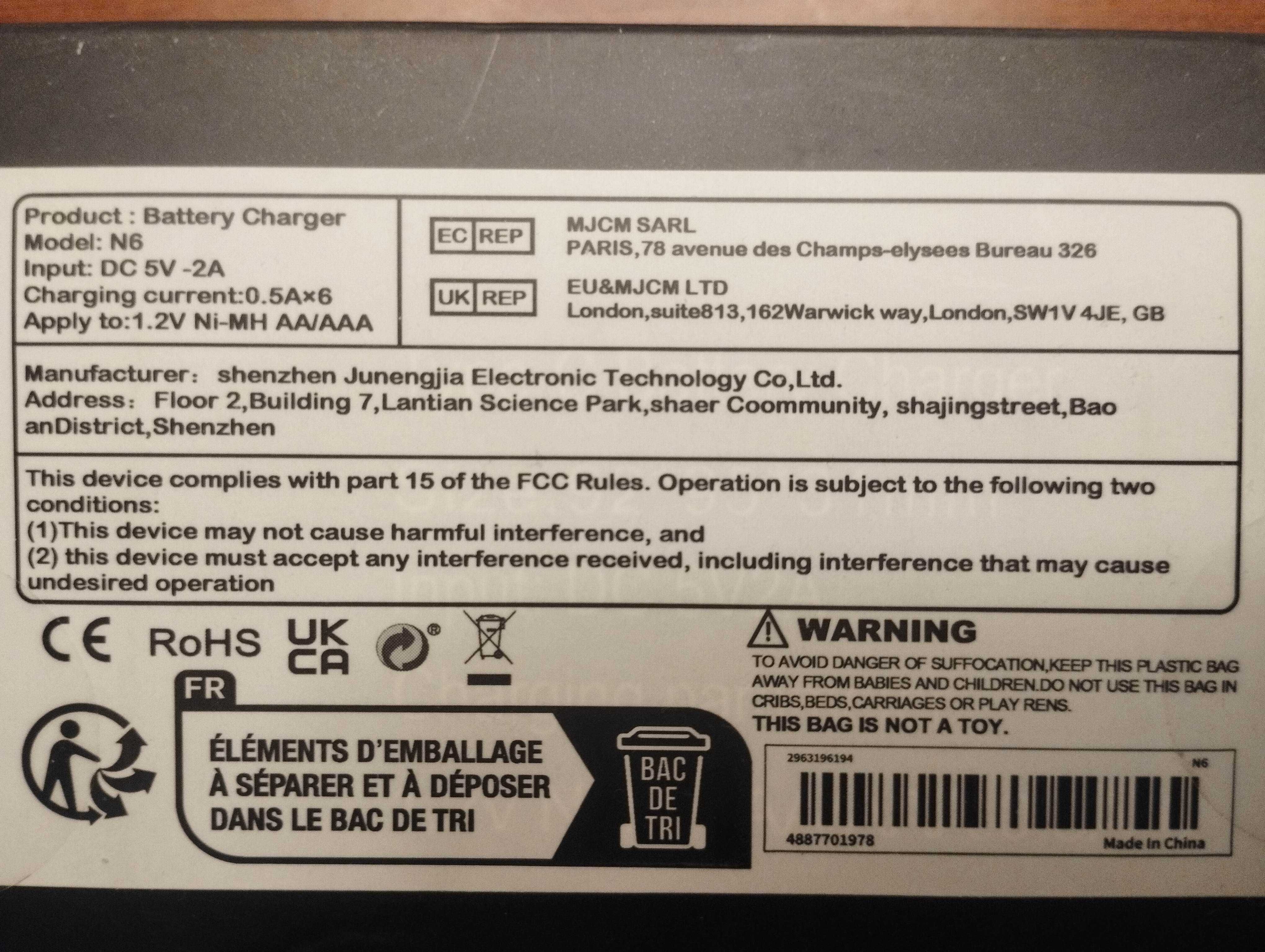 carregador de pilhas USB type-C