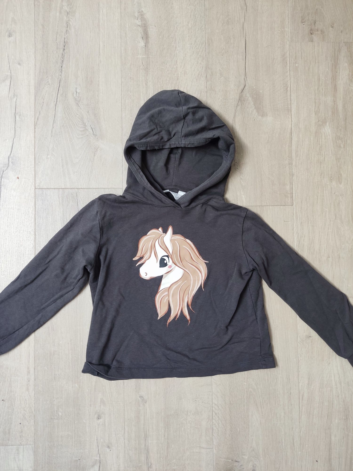 Bluza H&M 122/128, kolor brązowy, konik, koń