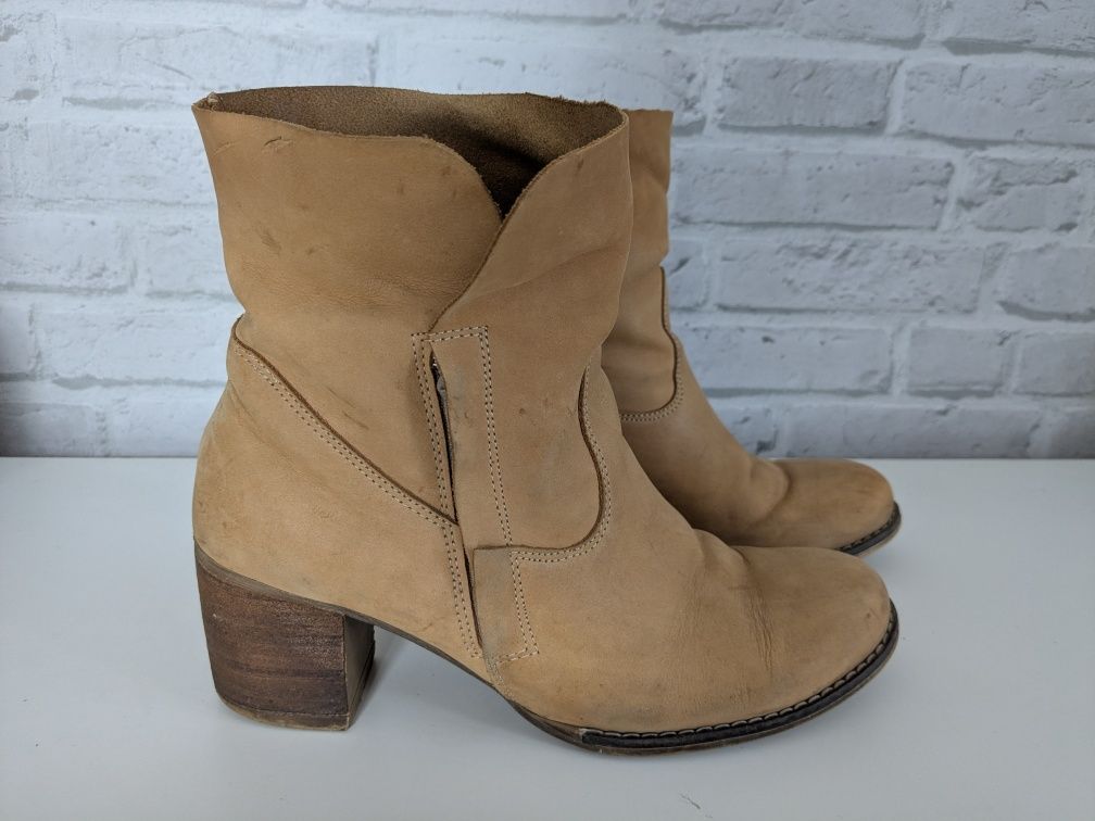 Zapato skórzane botki brązowe karmelowe 38 M