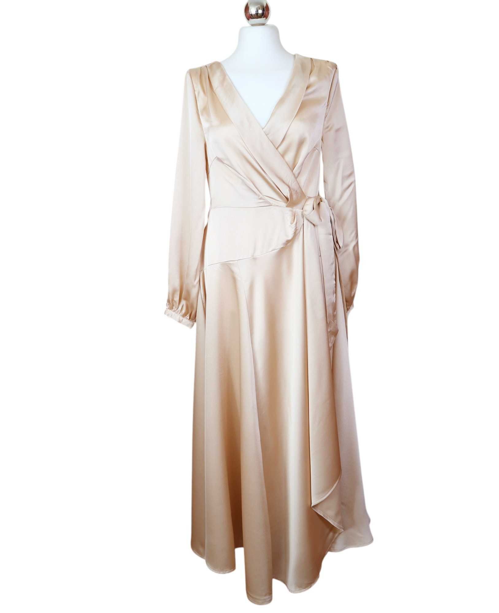 NASTY GAL | sukienka kopertowa maxi NOWA 32/34