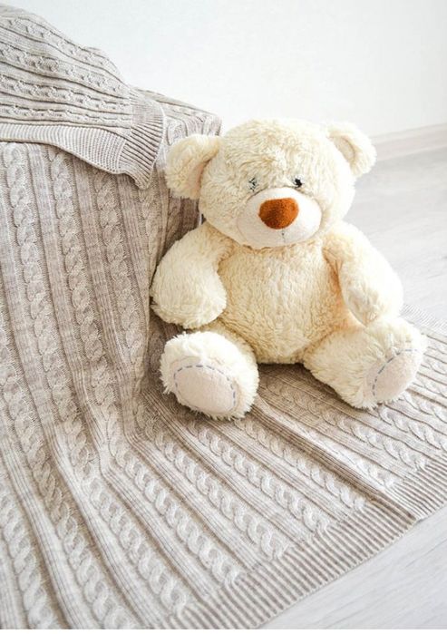 Теплий та якісний плед Прованс Soft косы 220х240 см Латте