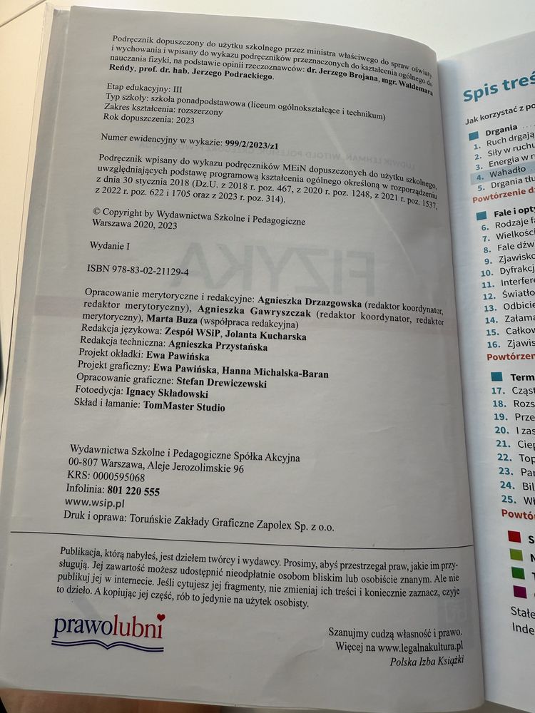Podręcznik z fizyki do liceum i technikum WSiP do klasy 2