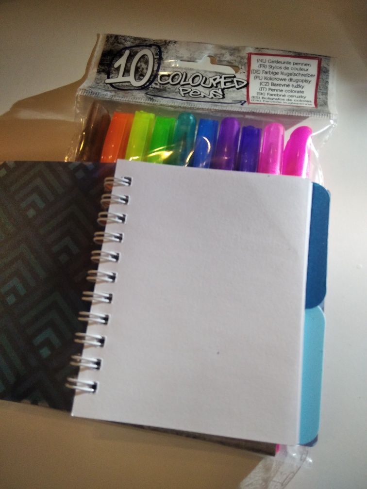 Notatnik oraz kolorowe długopisy - 10 kolorów! Niezbędnik Planer