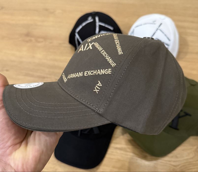 Кепка бейсболка armani AX чорна хакі біла