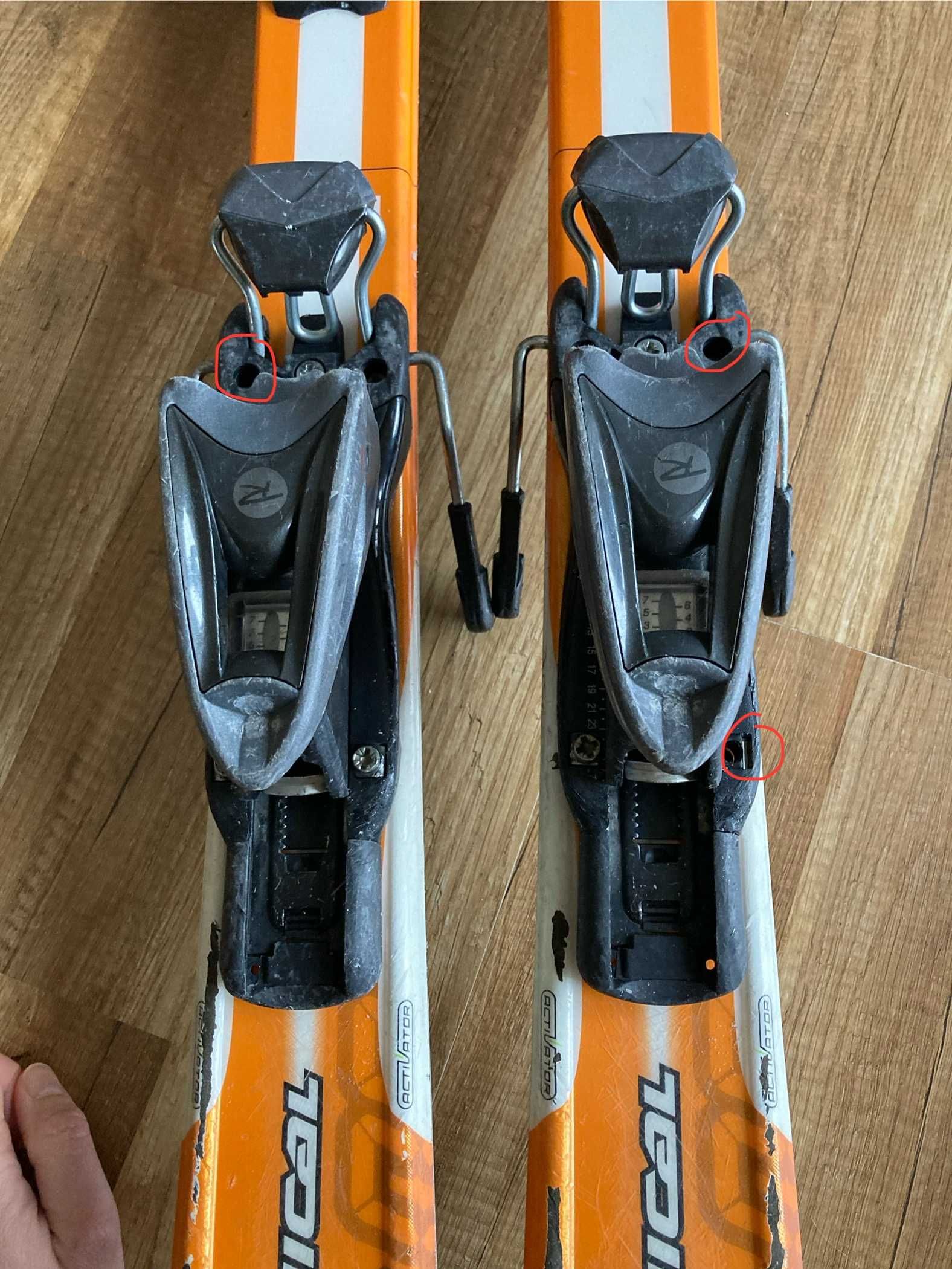 Narty juniorskie Rossignol 120 cm naostrzone nasmarowane