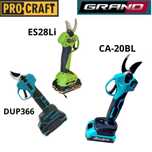 Мощные аккумуляторные секаторы с двумя АКБ и ЗУ в кейсе Procraft Grand