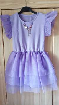 Liliowa sukienka dla dziewczynki 98/104