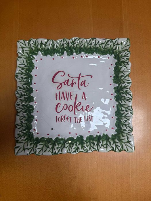 Talerz świąteczny, Santa Have a Cookie, ceramika, 29 x 29 cm