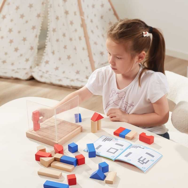 Klocki gra logiczna Budowanie przestrzenne Montessori