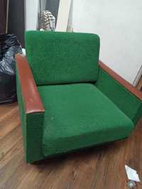 Fotel rozkładany Fotel PRL zielony
