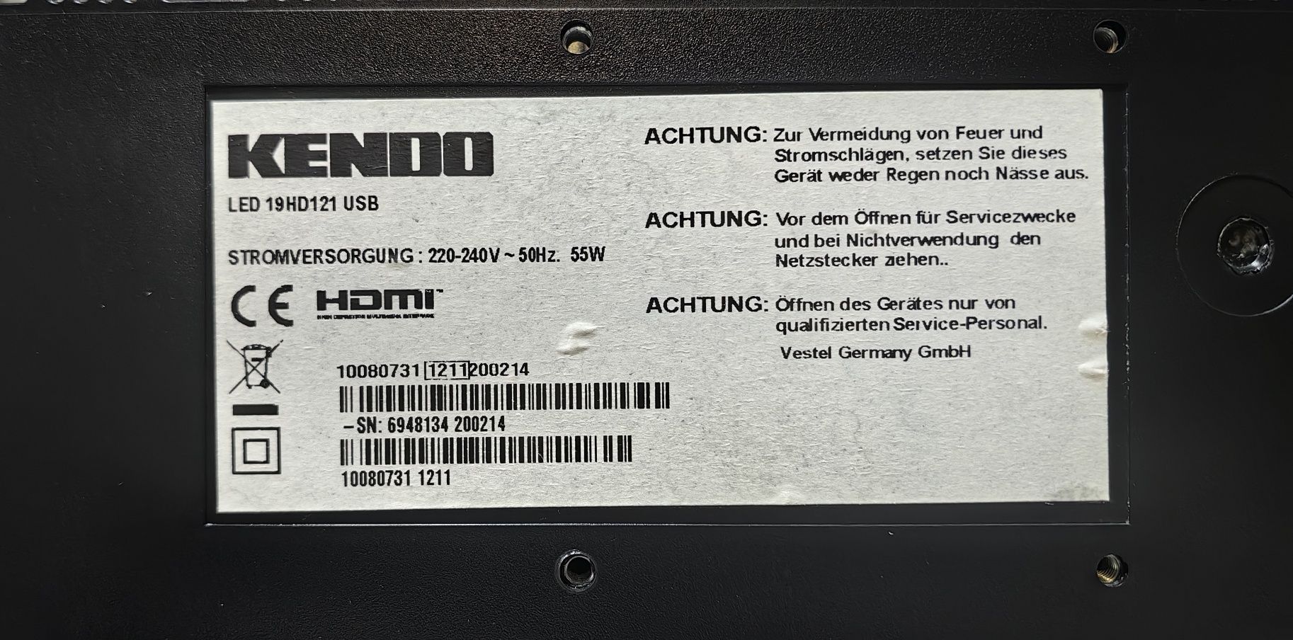 Телевізор Kendo Led 19HD121/HDMI/VGA/пульт