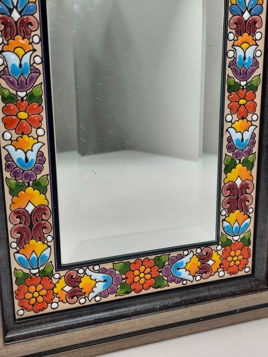 Lustro Witrażowe Zdobione Sygnowane