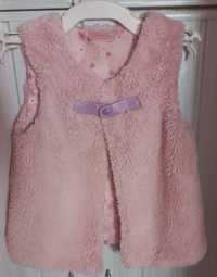 Sliczna różowa futrzana kamizelka dziewczeca 98