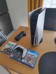 PlayStation 5 z napędem, kontrolerem + 3 gry i ładowarka