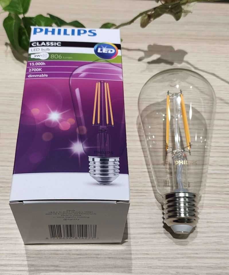 Lâmpadas Philips classic vintage E27 8W dimáveis - Novas