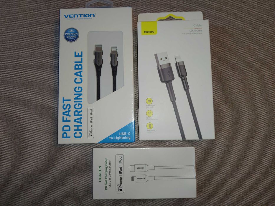 Ugreen, Vention, Baseus Cafule - MFi USB-C to Lightning (USB-C) кабели