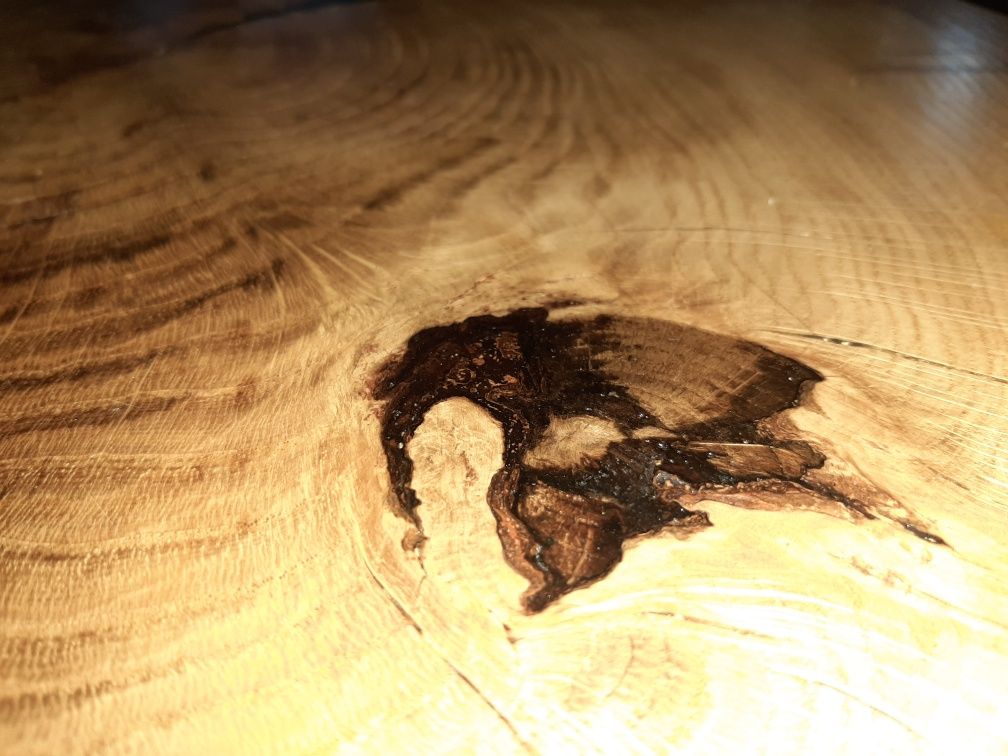 Skandynawski stolik kawowy dąb plaster drewna loft vintage retro