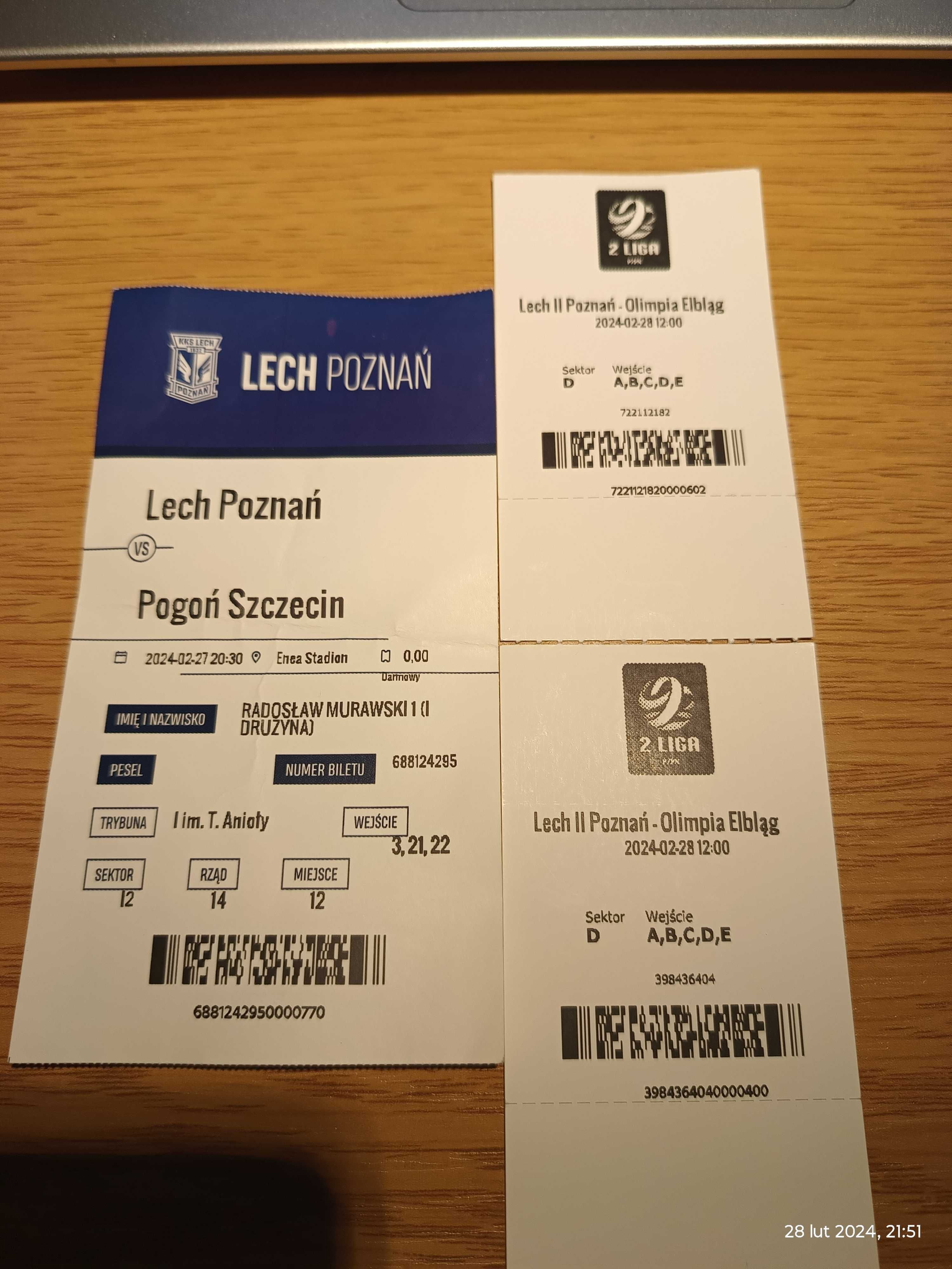 Pięć biletów Lecha Poznań z Pucharu Polski i meczów II ligi