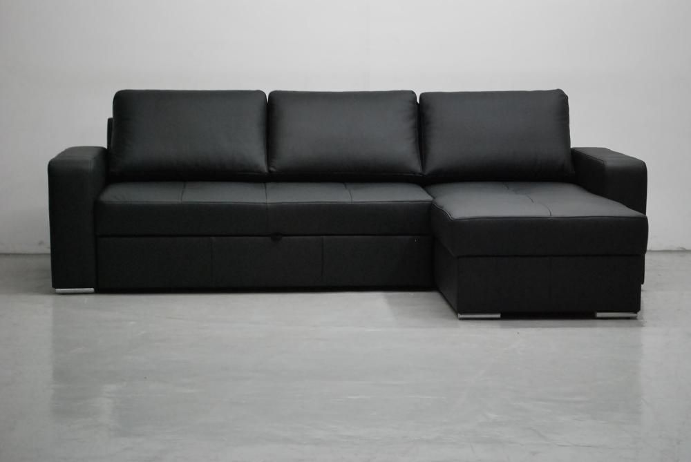 LJS skóra naturalna narożnik spanie pojemnik czarny sofa kanapa rogówk