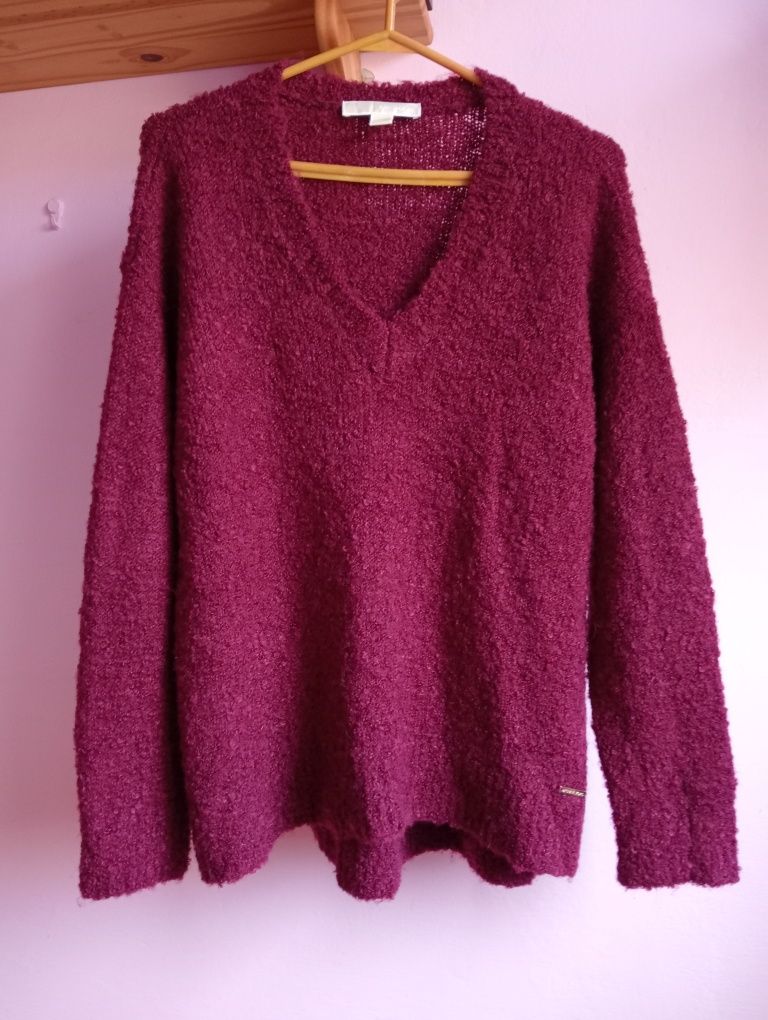 Michael Kors sweter z bukli bordowy L XL oversize