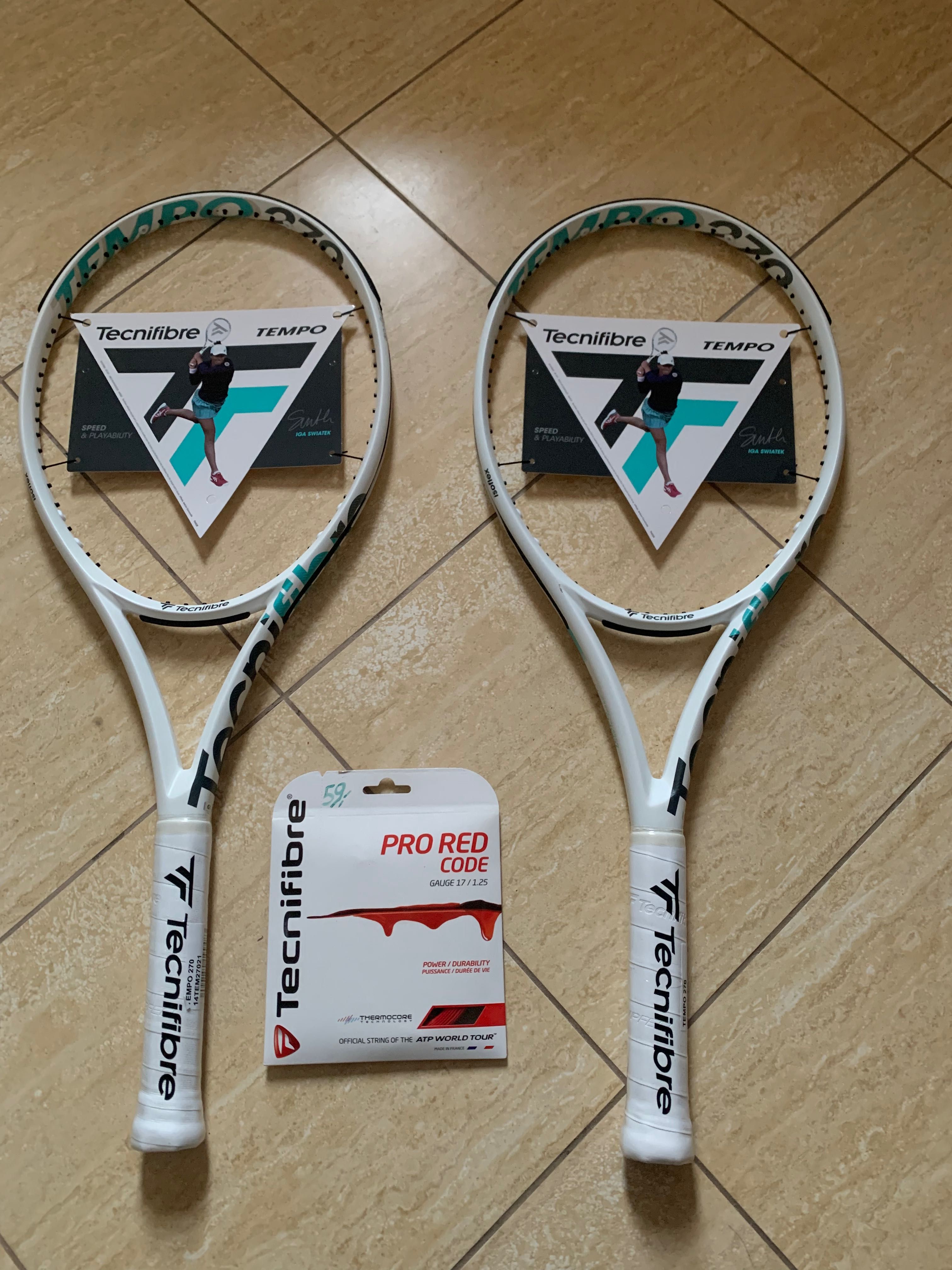 Zestaw nowych rakiet Tecnifibre Tempo 270 plus naciąg Tecnifibre