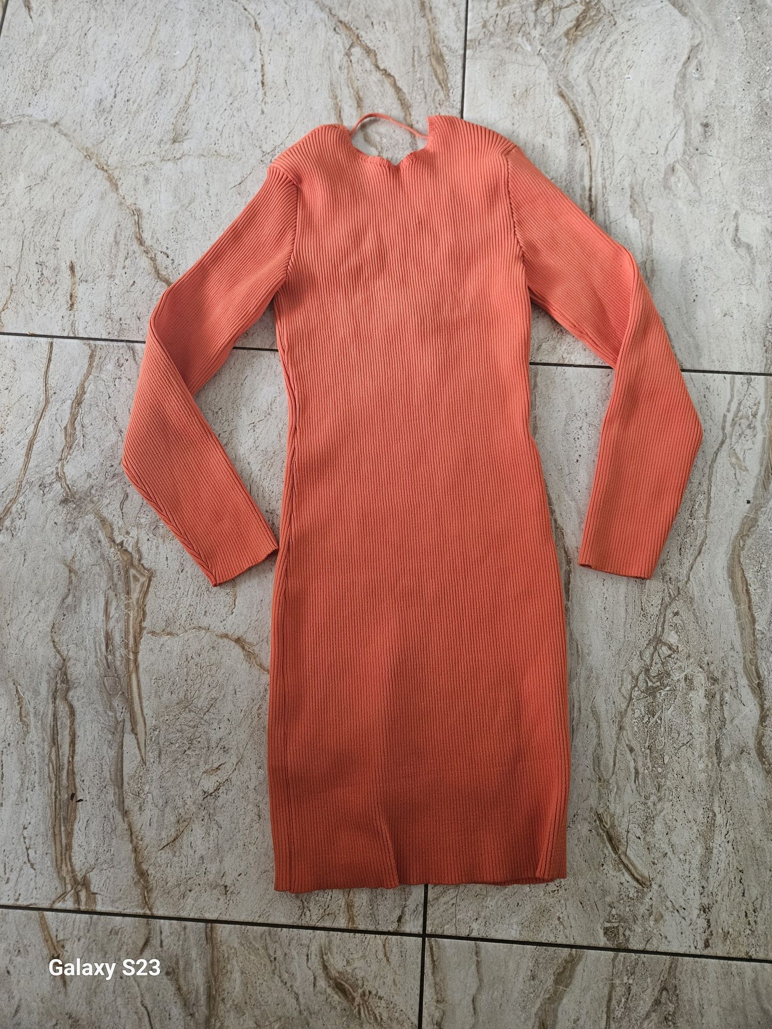 Sukienka prążkowa pomarańczowa Mohito 38 M