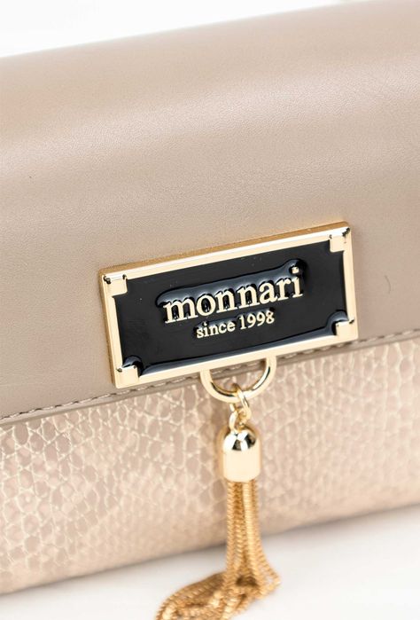 Monnari torebka listonoszka damska  na złotym łańcuszku skórzana róż