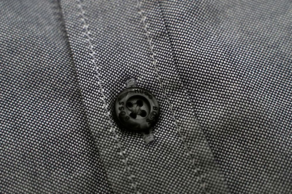 HUGO BOSS | Model Bayolo | Nowoczesna Koszula Szaro-stalowa r.46